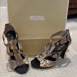 Michael Kors Snakeskin Heeled Sandals